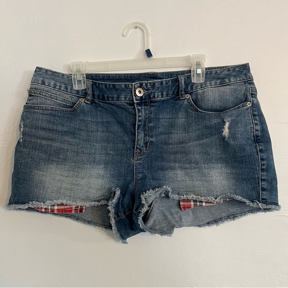 Plaid Pocket Denim Shorts